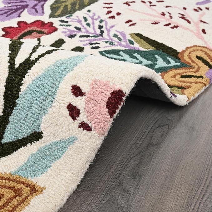 Hand-Tufted Floral Area Rug - Colorful Garden Design with Beautiful Flower Patterns - Modern Style Premium Carpet for Living Room & Bedroom or Kitchen (2.6'x18')