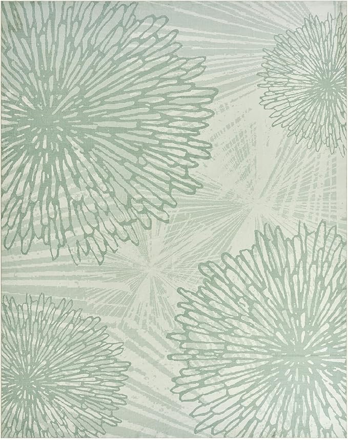 WITSHOCK 12x15 Washable Rug for Living Room,Modern Floral Distress Print Pattern Area Rugs,Stain Resistant with Non Slip Backing Carpet for Dining Room,Bedroom & Home Decor,Green/Light Green
