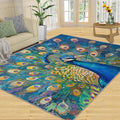 Peacock Rug Large - 6x8 Rug, Turquoise Teal Peafowl Washable Rugs for Living Room, Peafowl Decor Carpet, Modern Style Non-Slip Area Rugs for Bedroom, Aesthetics Carpet - Peafowl Home Decor & Gifts
