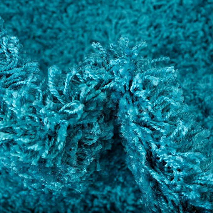 Unique Loom Solid Shag Collection Area Rug (5' 1" x 8' Oval, Turquoise)