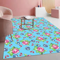 Vintage Floral Area Rug Pink Roses Blue Blooms on Sky Blue Background Romantic Cottage Core Carpet for Living Room Bedroom Dining Room Kitchen Home Office Washable Non Slip Thin Mat 9x12