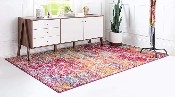 Unique Loom Trellis Frieze Collection Area Rug - Geometric (8' x 10', Multi/ Ivory)