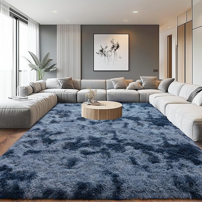 Upgrade Non-Slip Plush Rugs for Living Room, Soft Shaggy Carpets for Living Room, Fuzzy Rugs for Kids' Room, Perfect Decor for Modern Home New Blue Grey 6x9Feet