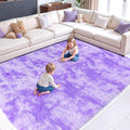 Zentavio Large Area Rugs for Living Room, 8x10 Fluffy Purple Rugs for Girls Room, Soft Shag Aesthetic Plush High Pile Throw Carpet for Bedroom Nursery Kids Room Dorm Room Tie-Dyed