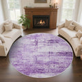 Round 4ft Abstract Rug, Modern Washable Indoor Circle Area Rugs for Living Room, Soft Circular Non-Slip Carpet Floor Mat for Entryway Bathroom Dining Room Home Office - Abstract Purple