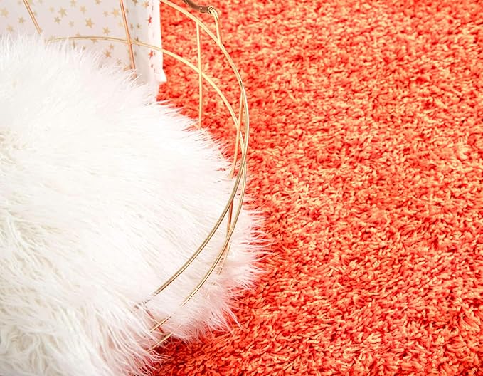 Unique Loom Solid Shag Collection Area Rug (10' x 13' Rectangle, Tiger Orange)