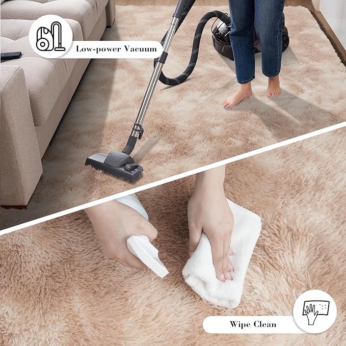 Fluffy Rug Shaggy Area Rug, Mottling Beige 10x14 Area Rugs for Bedroom, Super Soft Shaggy Rugs for Living Room Bedroom Kids Room Home Decor, Upgrade Anti-Skid Rectangular Fuzzy Rug