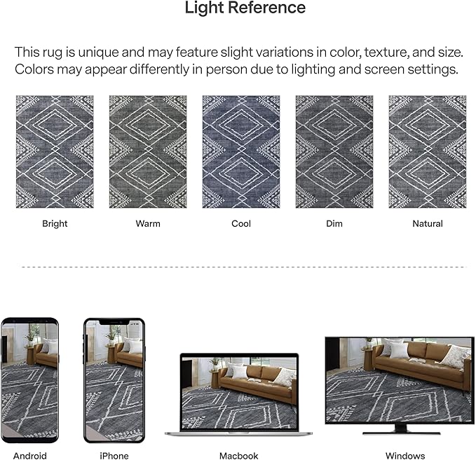 ReaLife Rugs Machine Washable Area Rug Runner - Living Room Bedroom Bathroom Kitchen Entryway Office - Padded Low Pile Stain Resistant Premium - Moroccan Diamond Tribal - Jax - Gray 2'6" x 8'