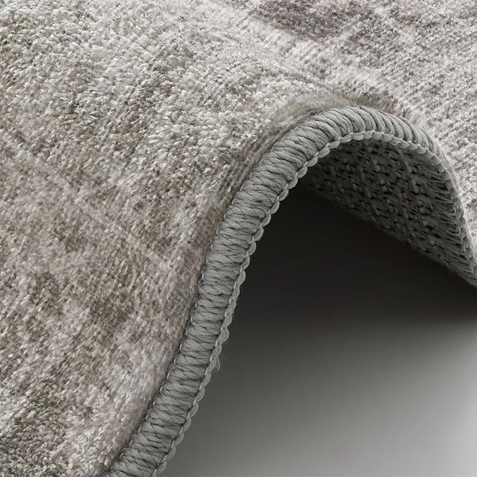 LUMI 5x8 Washable Area Rug for Living Room, Ultra Soft Modern Neutral Grey Rugs Non Slip with Rubber Backing, Low Profile, High Traffic, Stain Resistant Carpets, Ideal for Bedroom, Dining Room