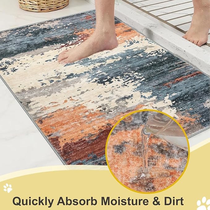 COMSLE Door Mat Soft Absorbent Indoor Front Entryway Rug Machine Washable Entrance Mats for Muddy Paws Non Slip Throw Rugs 20" x 32" Doormat for Inside Foyer Bedroom - Yellow