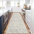 KUTA Moroccan Boho Runner Rug 2.6x10 Non-Slip Vintage Beige Washable Hallway Kitchen Rugs Ultra Soft Distressed Geometric Floor Carpet Runners for Bedroom Laundry Living Room