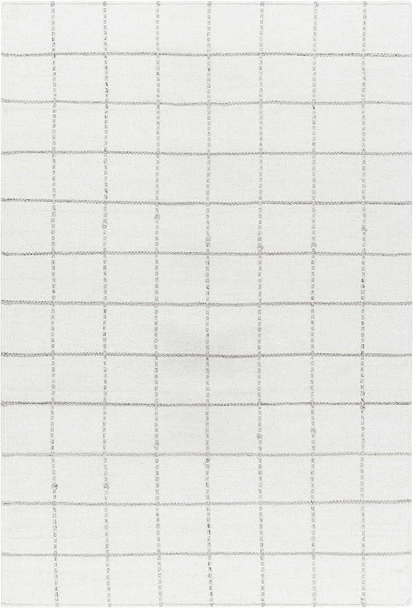 Mark&Day Wool Rugs, 9x12 Ishaq Cottage Off-White Area Rug, White Silver Carpet for Living Room, Bedroom or Kitchen (8'10" x 12')