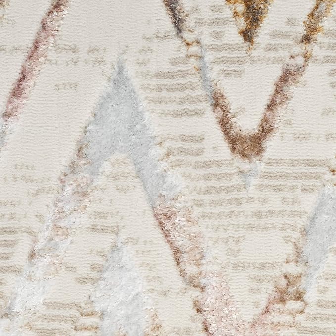Nourison Home Glam Multicolor 3'11" x 5'11" Area Rug - Easy Clean, Non Shedding, Bed Room, Living Room, Dining Room, Kitchen (4' x 6')