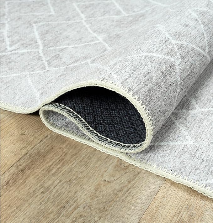 Bloom Rugs Washable Non-Slip 12 ft Runner - Gray/Pebble Striped Runner for Entryway, Hallway, Bathroom, and Kitchen - Exact Size: 2.5' x 12'
