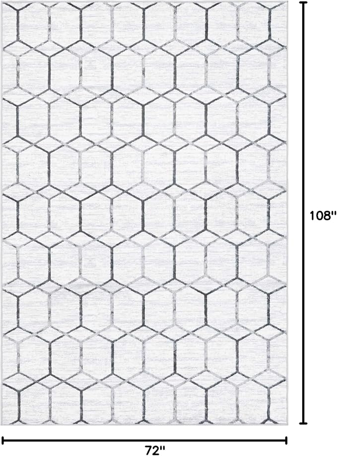 Rugs.com Lattice Trellis Collection Rug – 6' x 9' White Low-Pile Rug Perfect for Living Rooms, Large Dining Rooms, Open Floorplans