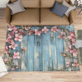 4x5 Vines Indoor Outdoor Rug - Vintage Wood Panels Bedside Rug, Rural Flowers Washable Entry Way Rugs Kids Carpet for Inside House Playroom Living Room End Table Nursery