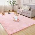 Andency Pink Soft Area Rugs for Living Room Bedroom, 4x6 Fluffy Shaggy Bedside Rug, Non-Slip Large Shag Fuzzy Plush Carpets for Bedroom Kids Dorm Nursery Home Decor Aesthetic