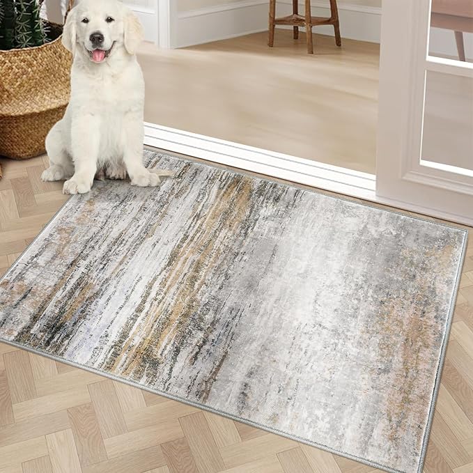 COMSLE Door Mat Soft Absorbent Indoor Front Entryway Rug Machine Washable Entrance Mats for Muddy Paws for Muddy Paws Non Slip Throw Rugs 24" x 48" Doormat for Inside Foyer Bedroom - Yellow