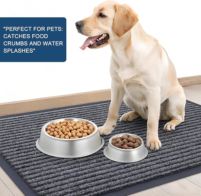 OLANLY Front Door Mat Indoor Outdoor Entrance, Waterproof Heavy Duty Doormat, Fade Resistant, Low Profile, Easy Clean Patio Porch Welcome Floor Mats for Entry, 35x30, Grey