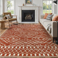 Wonnitar Moroccan 8x10 Area Rugs for Living Room, Washable Large Brown Rug for Bedroom, Non-Slip Soft Thin Stain Resistant Boho Tribal Floor Carpet for Dining Guest Room Office (Brown,8'x10')