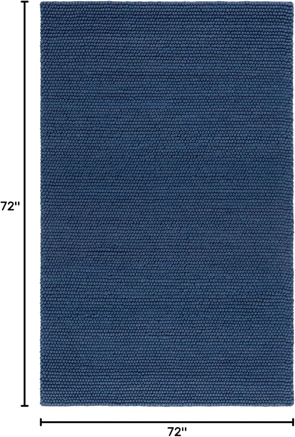 SAFAVIEH Natura Collection Area Rug - 6' Square, Navy & Blue, Handmade Wool Blend, Textured Design, Ideal for Living Room, Bedroom, Dining Space (NAT620M)