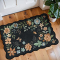 Lahome Floral Entryway Rug, 2X3 Washable Kitchen Rug Ultra-Thin, Non-Slip Soft Door Mat Indoor Entrance Stain Resistant Boho Small Low-Pile Throw Carpet for Bathroom Bedroom(2x3ft,Black/Grey)