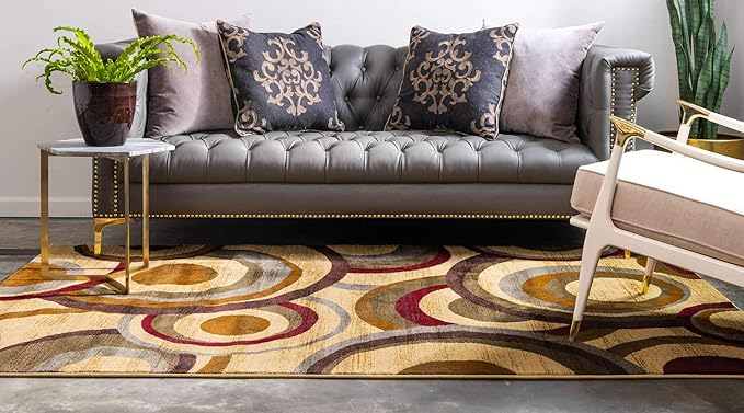 Unique Loom Barista Collection Area Rug - Kona (5' 3" x 8' Rectangle, Beige/ Black)