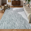 YIHOUSE Grey Rug for Living Room, 6×9 Modern Abstract Area Rug, Geometric Contemporary Wave Striped Rugs for Playroom Nursery, Washable Nonslip Large Rug for Bedroom Dining Room