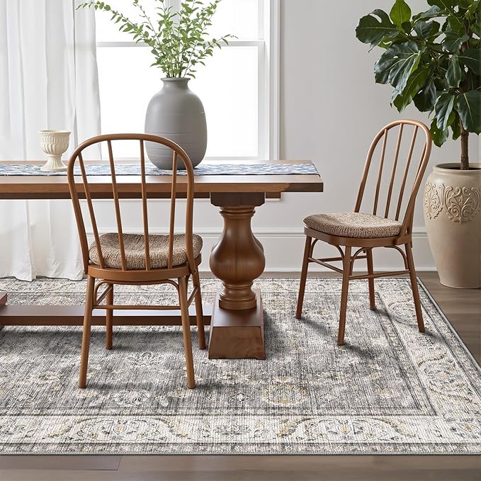 LUMI 5x8 Washable Area Rug for Living Room, Ultra Soft Traditional Vintage Rugs Non Slip with Rubber Backing, Low Profile, High Traffic, Stain Resistant Carpets, Ideal for Bedroom, Dining Room, Indoor