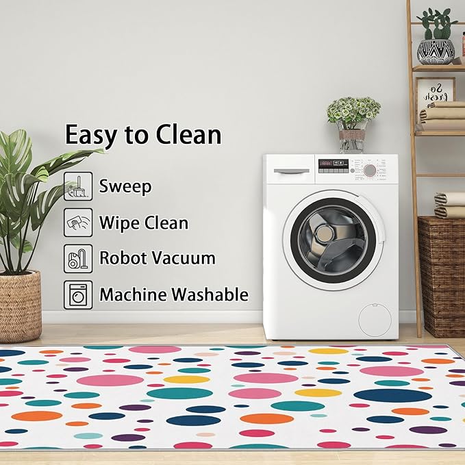 Polka Dots Rugs for Kids Room -Polka Dot Rug, 4x6 ft, Colorful Dots Living Room Rug, Multicolor Geometric Washable Area Rugs for Bedroom, Kids Nursery Playroom Home Decor & Gifts