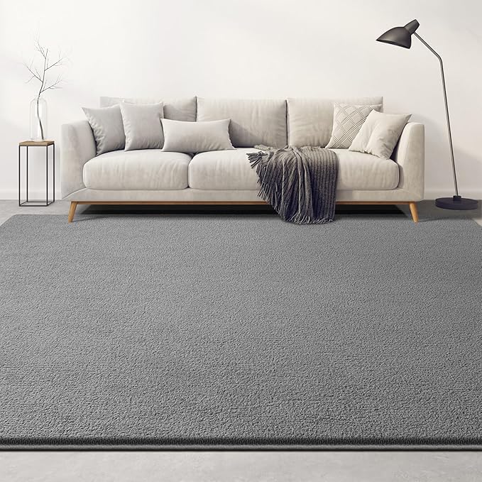 Large Area Rugs for Living Room Bedroom, 5x8 Feet Grey Rug, Minimalist Modern Shag Rug, Soft Thick Comfy Memory Foam Indoor Carpet, Non-Slip Washable Rug for Boys Girls Dorm Nursery Room Home Decor
