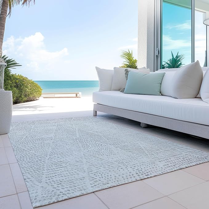 Addison Rugs Chantille ACN591 Silver 10' x 14' Indoor Outdoor Area Rug, Easy Clean, Machine Washable, Non Shedding, Bedroom, Living Room, Dining Room, Kitchen, Patio Rug
