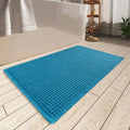 AMOAMI Upgraded Waffle Bath Mat, Super Absorbent Non Slip Bath Mats for Bathroom Floor, Machine Washable Bathroom Rugs with Tassels, Rubber Backed Bathroom Mats, Ultra Soft, 18" x 30", Teal