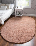 Unique Loom Davos Shag Collection Area Rug - Solid (7' 10" x 10' Oval, Dusty Rose)