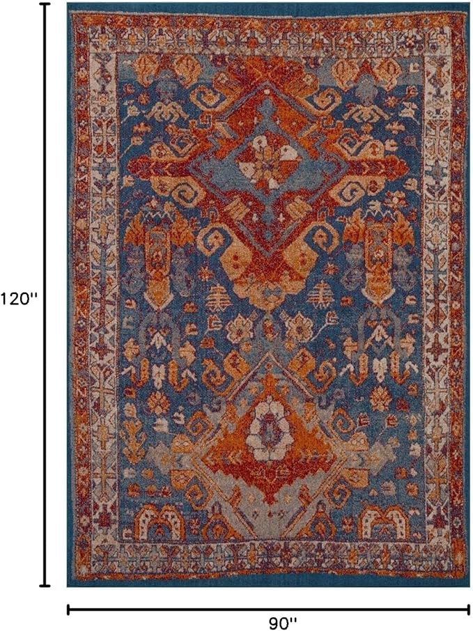 LUXE WEAVERS Moroccan Floral Blue 8x10 Area Rug for Living Room
