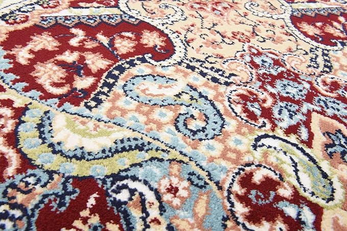 Unique Loom Narenj Collection Classic Traditional Medallion Textured Design Area Rug, 3 x 13 ft, Burgundy/Tan