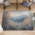 5x8 Autumn Forest Kids Rug - Mountain Scenery Dining Room Rug, Oriental Charm Area Rugs Indoor Modern Rugs for Bedroom Hardwood Floors Teen Room