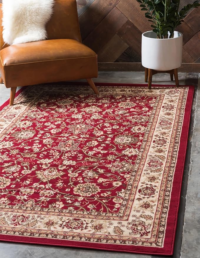 Unique Loom Sialk Hill Collection Area Rug - Washington (3' 3" x 5' 3" Rectangle Burgundy/Cream)