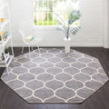 Rugs.com Lattice Frieze Collection Rug – 5' Octagon Light Gray Medium Rug Perfect for Living Rooms, Kitchens, Entryways
