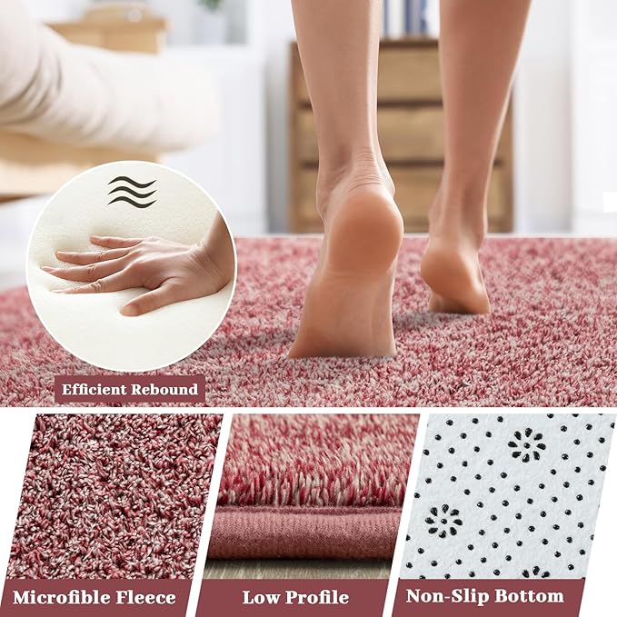 HQAYW 4x6 Area Rugs for Living Room Bedroom, Modern Thickened Memory Foam Soft Rug, Indoor Low Pile Minimalist Washable Non Slip Carpets for Kids Girls Boys Nursery Dorm Home Decor, Dark Red