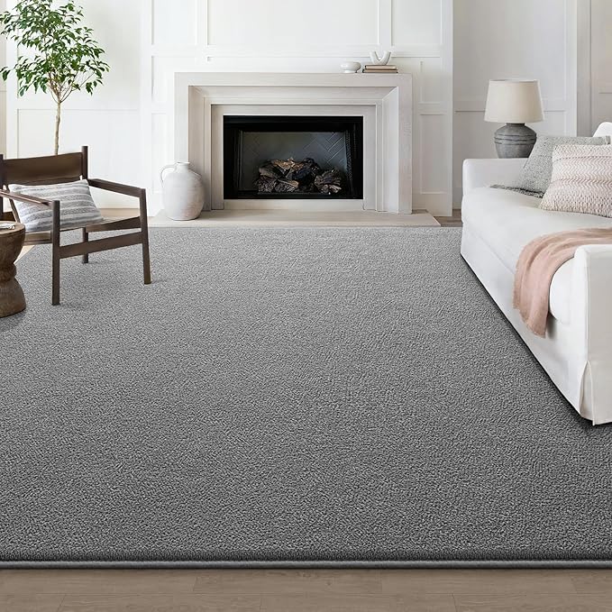 Modern Large Area Rug for Bedroom Living Room, 4x6 Feet Grey Thickened Memory Foam Washable Rugs, Non-Slip Soft Minimalist Solid Indoor Carpets for Boys Girls Nursery Room Décor