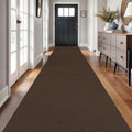 Braided Runner Rug 3x18 Ft Washable Runners for Hallways Non Slip Rubber Backed Kitchen Runners Cotton Long Entryway Runner Indoor, Woven Carpet for Hall Stair Entryway, Brown