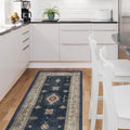 RUGGABLE Washable Vintage Runner Rug – Verena Sapphire 2.5x12, Stain-Resistant, Non-Slip Hallway Runner – Machine Washable Rug for Hallway, Entryway, Living Room & Kitchen–with Standard Pad