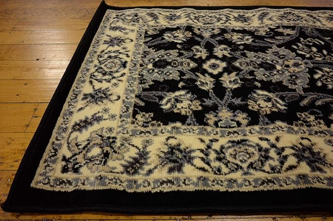 Unique Loom Sialk Hill Collection Area Rug - Washington (2' 7" x 10' Runner Black/Gray)