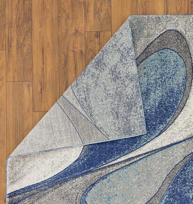 LUXE WEAVERS Spiral Abstract Blue 5x7 Area Rug
