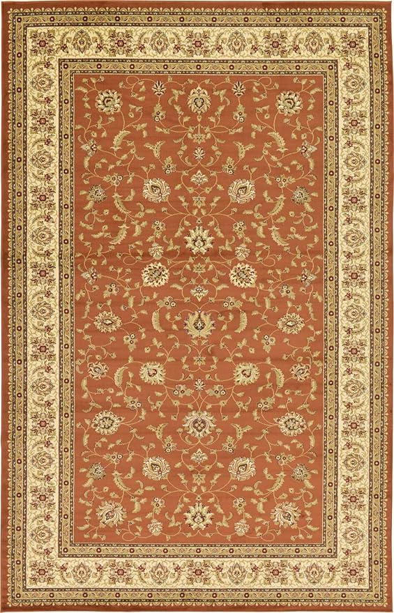 Unique Loom Voyage Collection Traditional Oriental Classic Intricate Design Area Rug (10' 6 x 16' 5 Rectangular, Terracotta/Ivory)
