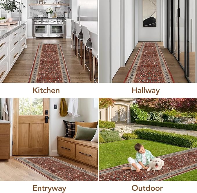 Washable Hallway Runner Rugs 2x6 Stain Resistance Runners for Hallways Entrance Non-Slip Runner Rugs