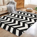 8x10 Black and White Chevron Rugs for Bedroom Decor, Washable Chevron Geometric Pattern Area Rug, Living Room Home Decoration, Non Slip Soft Thin, Modern Zigzag Decor Large Carpet PF-P 49