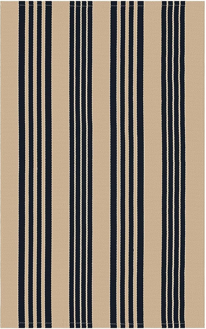 KOZYFLY Striped Front Door Mat 2x3 Ft Brown and Black Cotton Washable Indoor Outdoor Rug Doormats Small Area Rugs for Kitchen Entryway Porch