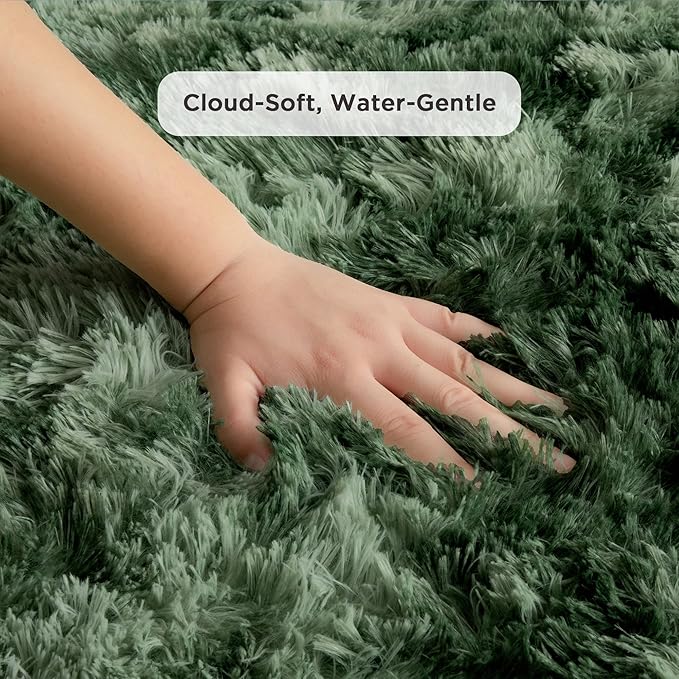 Andency Soft Area Rugs for Living Room Bedroom, 4x6 Fluffy Shaggy Bedside Rug, Non-Slip Large Shag Fuzzy Plush Carpets for Bedroom Kids Dorm Nursery Home Decor Aesthetic, Tie-Dyed Army Green